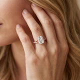 Rose gold Emerald Cut Diamond Solitaire Engagement Ring with Twisted Pavé Band and Four-Prong Setting_15