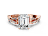 Rose gold Emerald Cut Diamond Solitaire Engagement Ring with Twisted Pavé Band and Four-Prong Setting_57