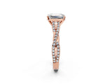 Rose gold Emerald Cut Diamond Solitaire Engagement Ring with Twisted Pavé Band and Four-Prong Setting_59