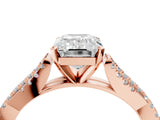 Rose gold Emerald Cut Diamond Solitaire Engagement Ring with Twisted Pavé Band and Four-Prong Setting_61