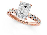 Rose gold Emerald Cut Diamond Solitaire Pavé Engagement Ring with Round Band and Prong Setting_39