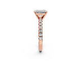 Rose gold Emerald Cut Diamond Solitaire Pavé Engagement Ring with Round Band and Prong Setting_40