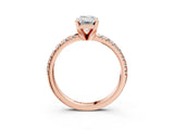 Rose gold Emerald Cut Diamond Solitaire Pavé Engagement Ring with Round Band and Prong Setting_41