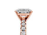 Rose gold Emerald Cut Diamond Solitaire Pavé Engagement Ring with Round Band and Prong Setting_43