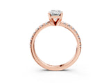 Rose gold Emerald Cut Diamond Solitaire Pavé Engagement Ring with Round Band and Prong Setting_47