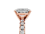 Rose gold Emerald Cut Diamond Solitaire Pavé Engagement Ring with Round Band and Prong Setting_49