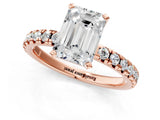 Rose gold Emerald Cut Diamond Solitaire Pavé Engagement Ring with Round Band and Prong Setting_69