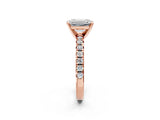 Rose gold Emerald Cut Diamond Solitaire Pavé Engagement Ring with Round Band and Prong Setting_70