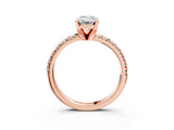 Rose gold Emerald Cut Diamond Solitaire Pavé Engagement Ring with Round Band and Prong Setting_71