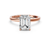 Rose gold Emerald Cut Diamond Solitaire Ring with Classic Band and Four-Prong Setting_3