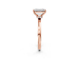 Rose gold Emerald Cut Diamond Solitaire Ring with Classic Band and Four-Prong Setting_5