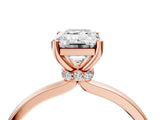 Rose gold Emerald Cut Diamond Solitaire Ring with Classic Band and Four-Prong Setting_7