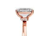 Rose gold Emerald Cut Diamond Solitaire Ring with Classic Band and Four-Prong Setting_8