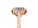 Rose gold Emerald Cut Diamond Solitaire Ring with Flower Prong Setting and Classic Band_25