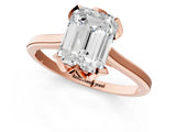 Rose gold Emerald Cut Diamond Solitaire Ring with Flower Prong Setting and Classic Band_45