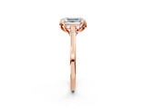 Rose gold Emerald Cut Diamond Solitaire Ring with Flower Prong Setting and Classic Band_46