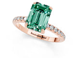 Rose gold Emerald Cut Diamond Solitaire Ring with Four-Prong Setting and Pavé Band_1