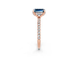 Rose gold Emerald Cut Diamond Solitaire Ring with Four-Prong Setting and Pavé Band_2