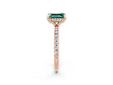 Rose gold Emerald Cut Diamond Solitaire Ring with Four-Prong Setting and Pavé Band_2