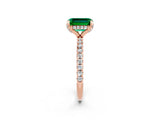 Rose gold Emerald Cut Diamond Solitaire Ring with Four-Prong Setting and Pavé Band_2