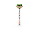 Rose gold Emerald Cut Diamond Solitaire Ring with Four-Prong Setting and Pavé Band_2