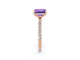 Rose gold Emerald Cut Diamond Solitaire Ring with Four-Prong Setting and Pavé Band_2