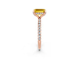 Rose gold Emerald Cut Diamond Solitaire Ring with Four-Prong Setting and Pavé Band_2
