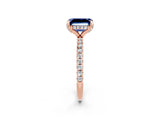 Rose gold Emerald Cut Diamond Solitaire Ring with Four-Prong Setting and Pavé Band_2