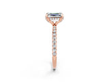 Rose gold Emerald Cut Diamond Solitaire Ring with Four-Prong Setting and Pavé Band_2