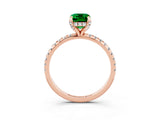 Rose gold Emerald Cut Diamond Solitaire Ring with Four-Prong Setting and Pavé Band_3