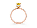 Rose gold Emerald Cut Diamond Solitaire Ring with Four-Prong Setting and Pavé Band_3