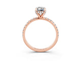 Rose gold Emerald Cut Diamond Solitaire Ring with Four-Prong Setting and Pavé Band_3