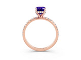 Rose gold Emerald Cut Diamond Solitaire Ring with Four-Prong Setting and Pavé Band_3