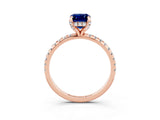 Rose gold Emerald Cut Diamond Solitaire Ring with Four-Prong Setting and Pavé Band_3