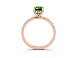 Rose gold Emerald Cut Diamond Solitaire Ring with Four-Prong Setting and Pavé Band_3