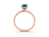 Rose gold Emerald Cut Diamond Solitaire Ring with Four-Prong Setting and Pavé Band_3
