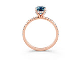 Rose gold Emerald Cut Diamond Solitaire Ring with Four-Prong Setting and Pavé Band_3