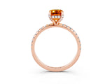 Rose gold Emerald Cut Diamond Solitaire Ring with Four-Prong Setting and Pavé Band_3