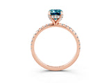Rose gold Emerald Cut Diamond Solitaire Ring with Four-Prong Setting and Pavé Band_3