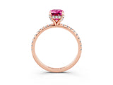 Rose gold Emerald Cut Diamond Solitaire Ring with Four-Prong Setting and Pavé Band_3