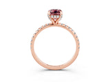 Rose gold Emerald Cut Diamond Solitaire Ring with Four-Prong Setting and Pavé Band_3