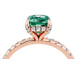 Rose gold Emerald Cut Diamond Solitaire Ring with Four-Prong Setting and Pavé Band_4