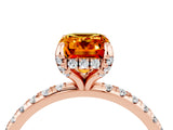 Rose gold Emerald Cut Diamond Solitaire Ring with Four-Prong Setting and Pavé Band_4