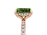 Rose gold Emerald Cut Diamond Solitaire Ring with Four-Prong Setting and Pavé Band_5