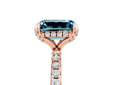 Rose gold Emerald Cut Diamond Solitaire Ring with Four-Prong Setting and Pavé Band_5