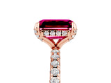 Rose gold Emerald Cut Diamond Solitaire Ring with Four-Prong Setting and Pavé Band_5