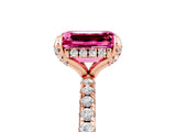 Rose gold Emerald Cut Diamond Solitaire Ring with Four-Prong Setting and Pavé Band_5