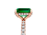 Rose gold Emerald Cut Diamond Solitaire Ring with Four-Prong Setting and Pavé Band_5