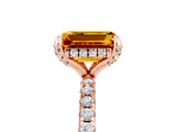 Rose gold Emerald Cut Diamond Solitaire Ring with Four-Prong Setting and Pavé Band_5