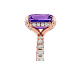 Rose gold Emerald Cut Diamond Solitaire Ring with Four-Prong Setting and Pavé Band_5